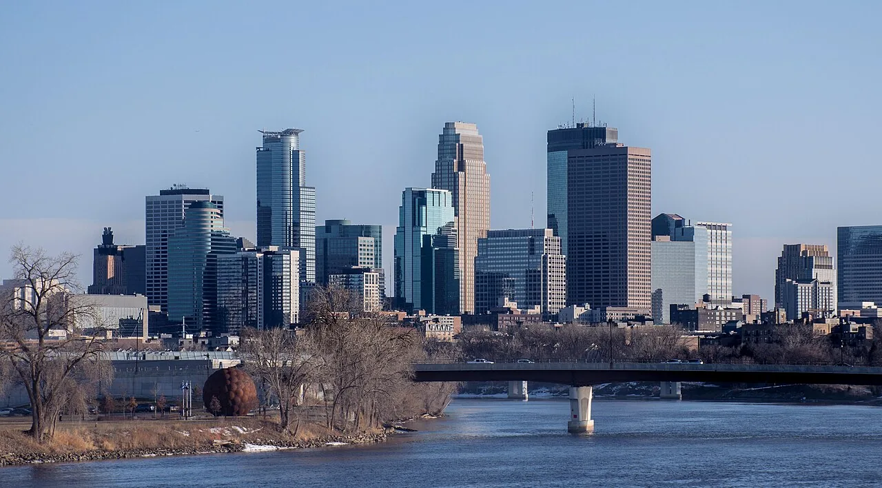 Minneapolis skyline photographed in 2018; a city context image, not the museum