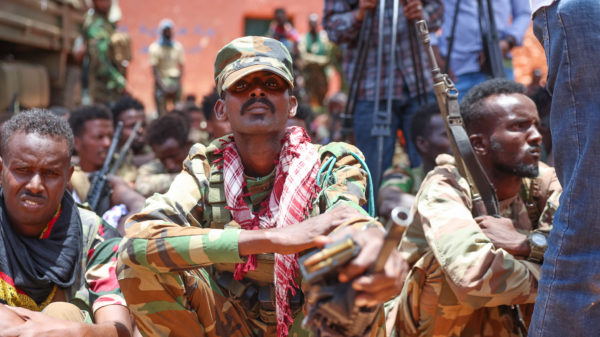 Soldiers attentively Listening their leader. Photo by OPM Somalia