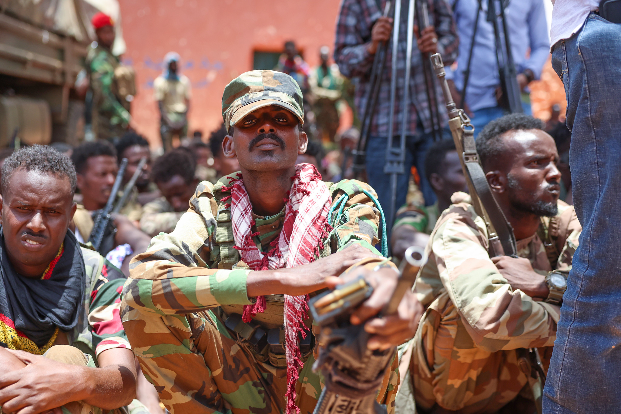 Soldiers attentively Listening their leader. Photo by OPM Somalia
