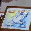The winning painting of a dove for peace created by six-year-old Kawkib Mohamud. Photo by Chinese Embassy Mogadishu