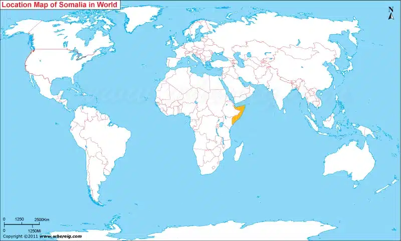 Somalia Location in World Map